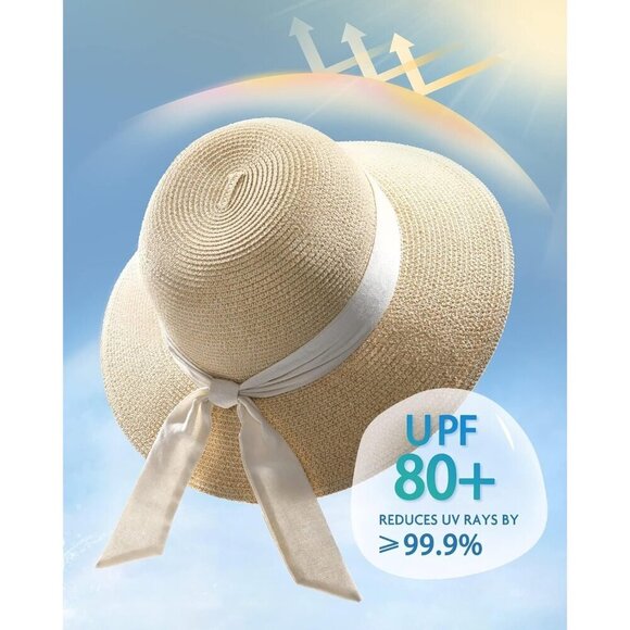 Women\'s Straw Sun Hat UPF 80+ Foldable Brim Travel Beach Cap for Women main image 6